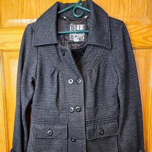 Billabong Double Breasted Women's Pea Coat - Size M/L - Black/Grey Stripe